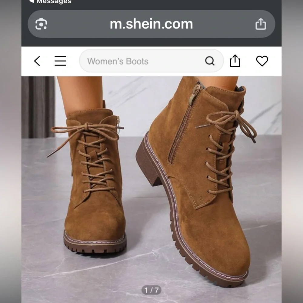 SHEIN  EUC Brown Suede Ankle Boots - Picture 3 of 15